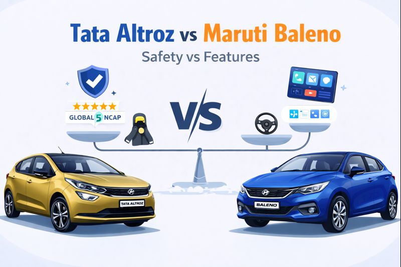 🔥 Tata Altroz vs Maruti Baleno – Safety vs Features